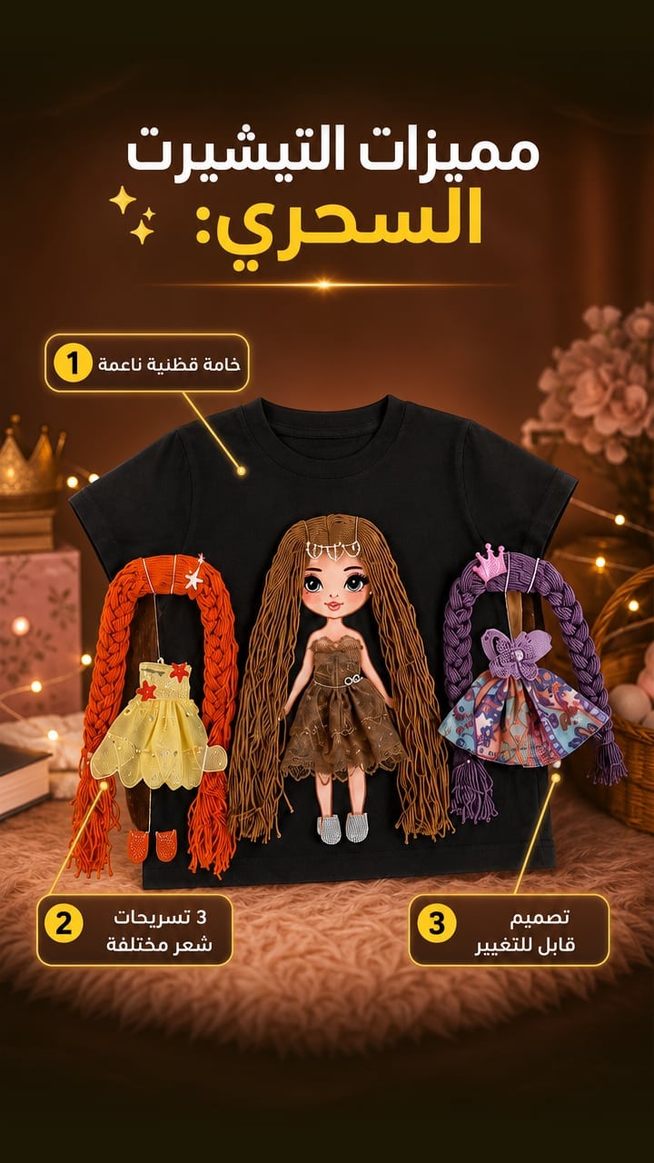 Features — ✨ تيشيرت الدمية السحرية القابلة لتغيير الملابس ✨